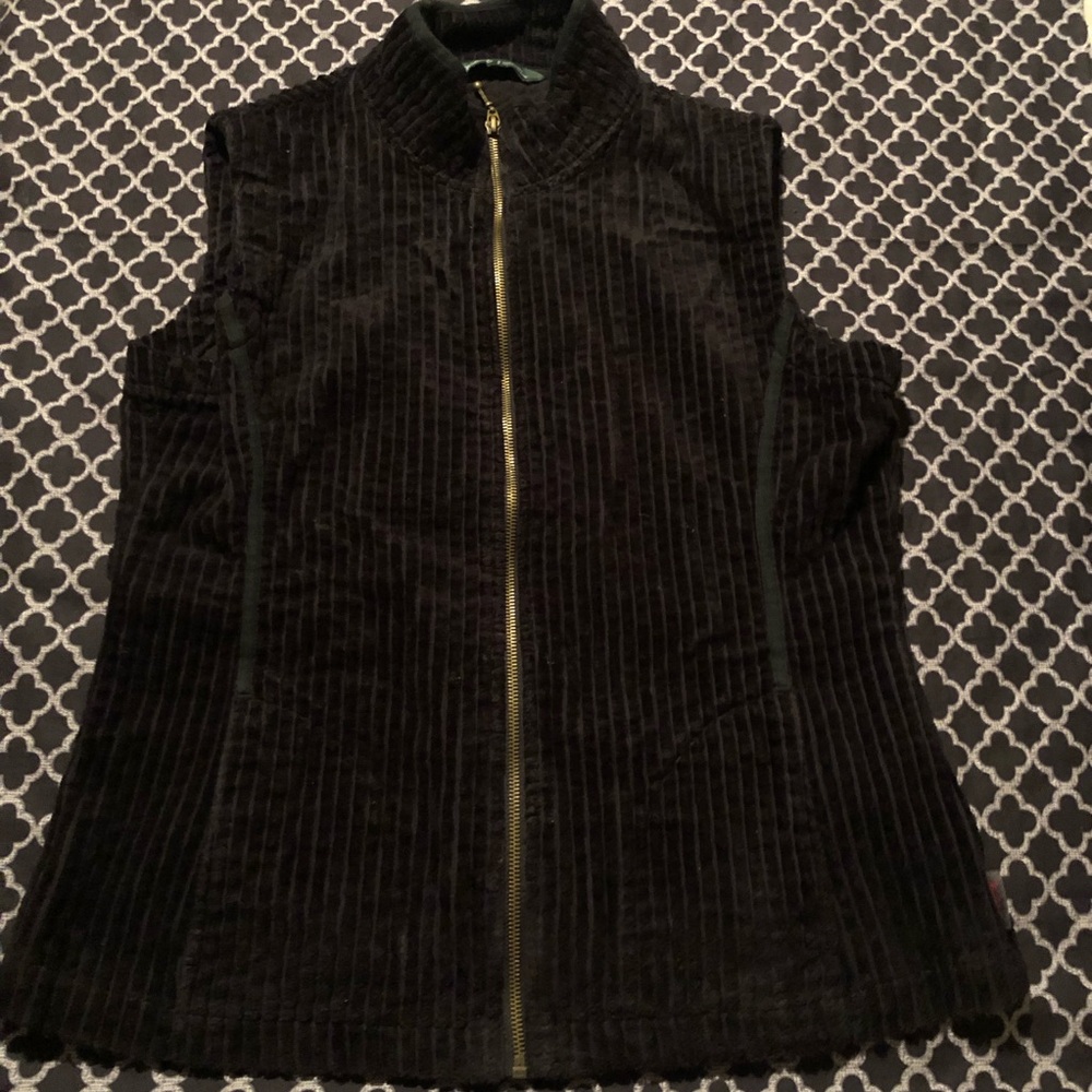 Woolrich Vest Womens Medium Black Corduroy Jumbo Cord Wide Wale Sweater Zip N11